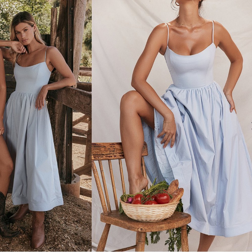 HOUSE OF CB 'Lolita' Soft Blue Corset Sundress NWOT